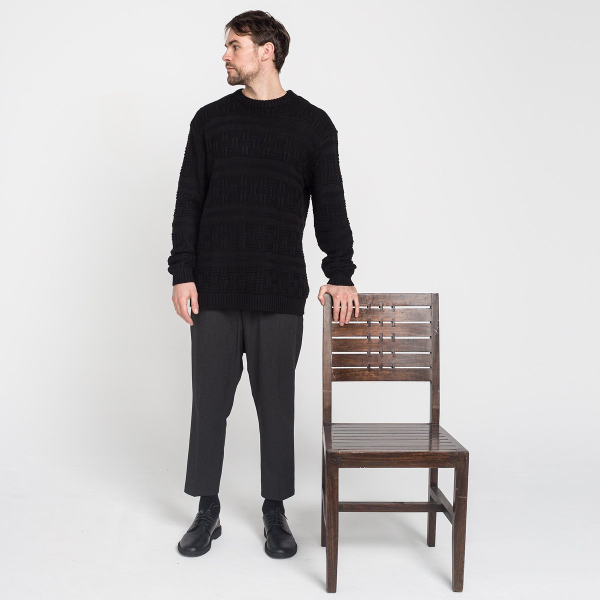 Sarouel Pince Wool Noir Chiné - DCjeans saroual and clothing